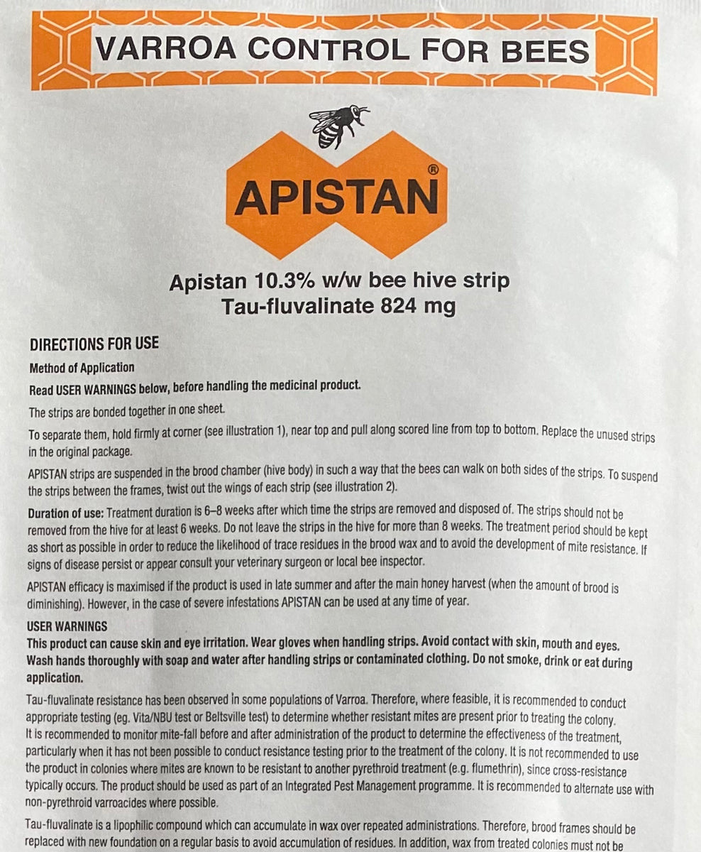 Apistan Pouches (10 strips per pack) Varroa control for Bees – BEE ...
